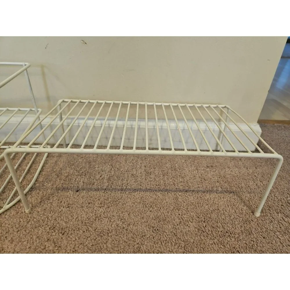 Set of 3 White Wire Frame Desk Paper Folder Organizers, 2 Tier Standing